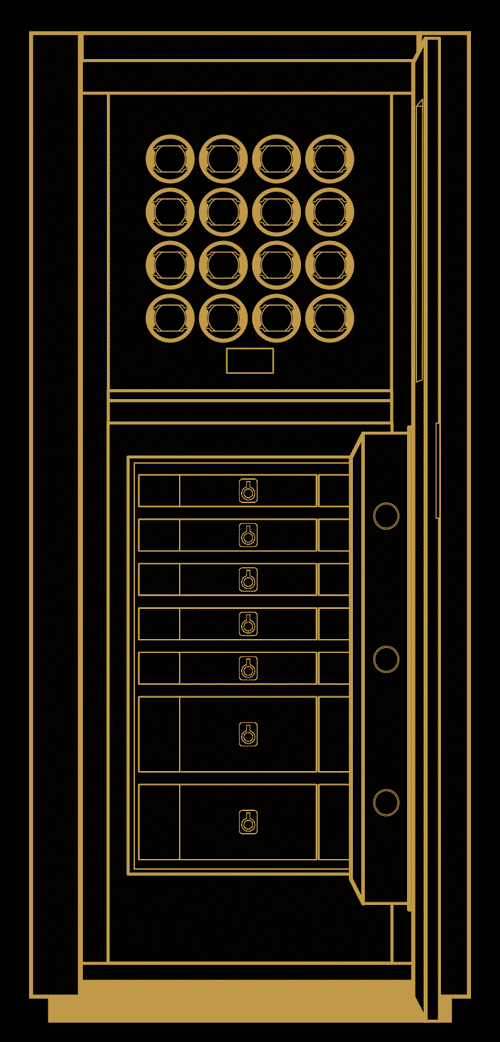 2d front drawing of M safe