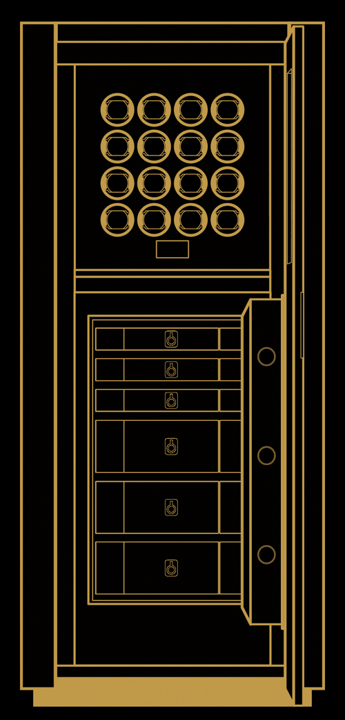 2d front drawing of M safe