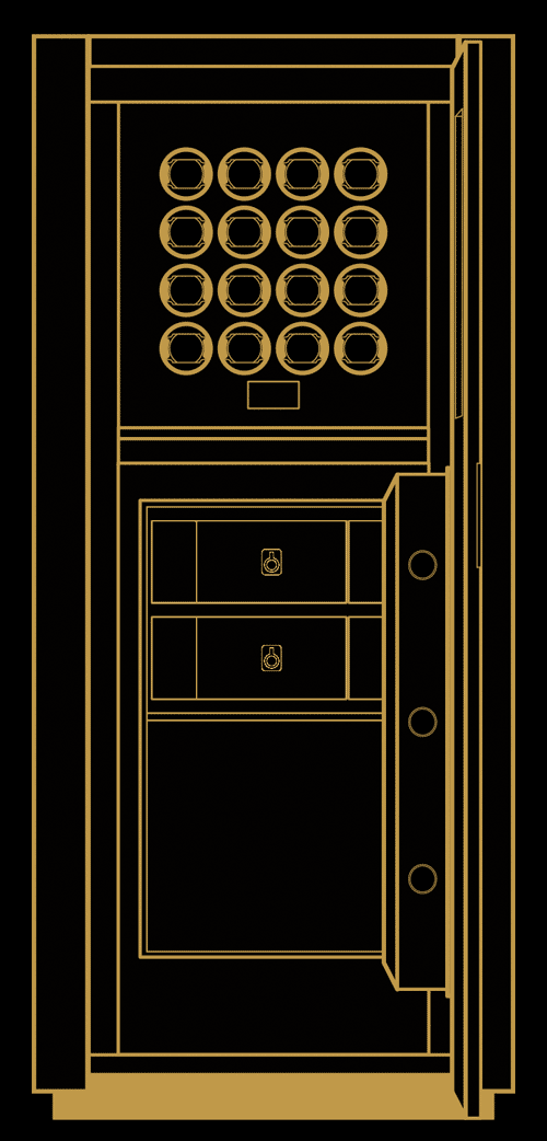 2d front drawing of M safe