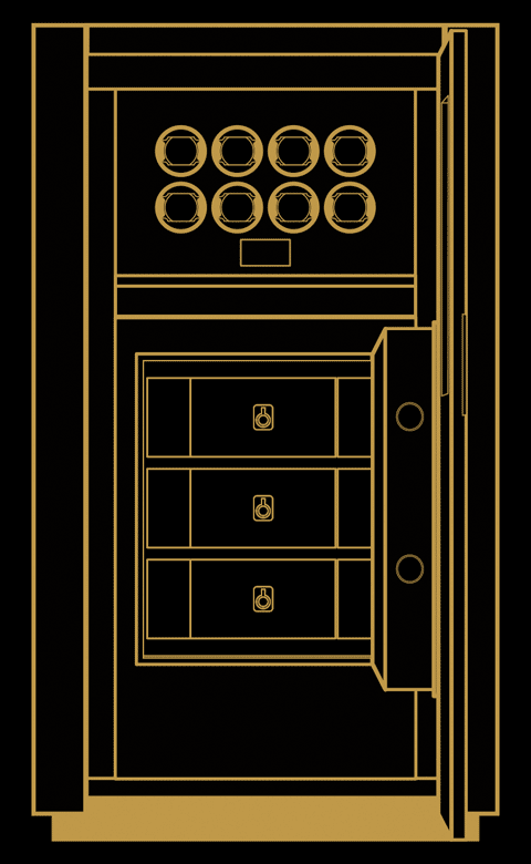 2d front drawing of M safe